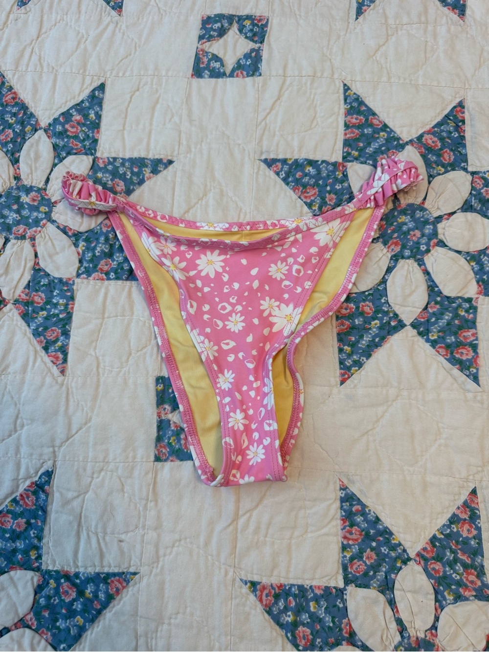Pink Daisy Print Aerie Bikini Bottom
